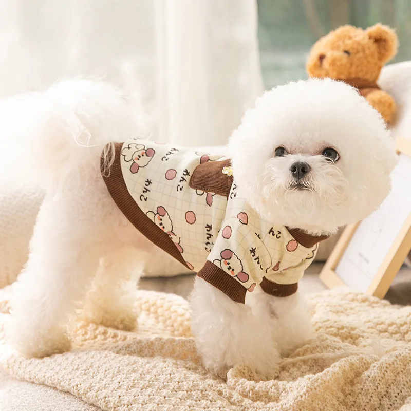 Autumn and Winter Warm Pockets Little Bear Home Clothing Little Dog Bottom Shirt Cute Style Cat Two Legged Clothes Pet Clothes