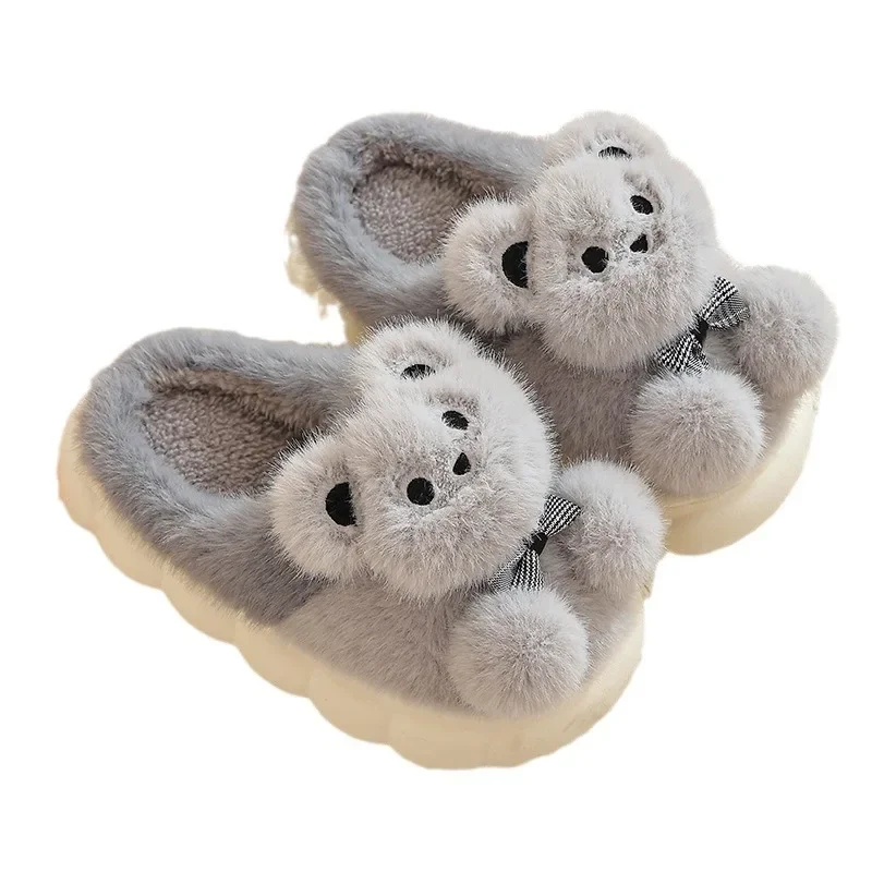 

2024 Children's Winter Baotou Cartoon Cotton Slippers Boys And Girls Soft Sole Non Slip Plush Warm Cover Heel Home Cotton Shoes