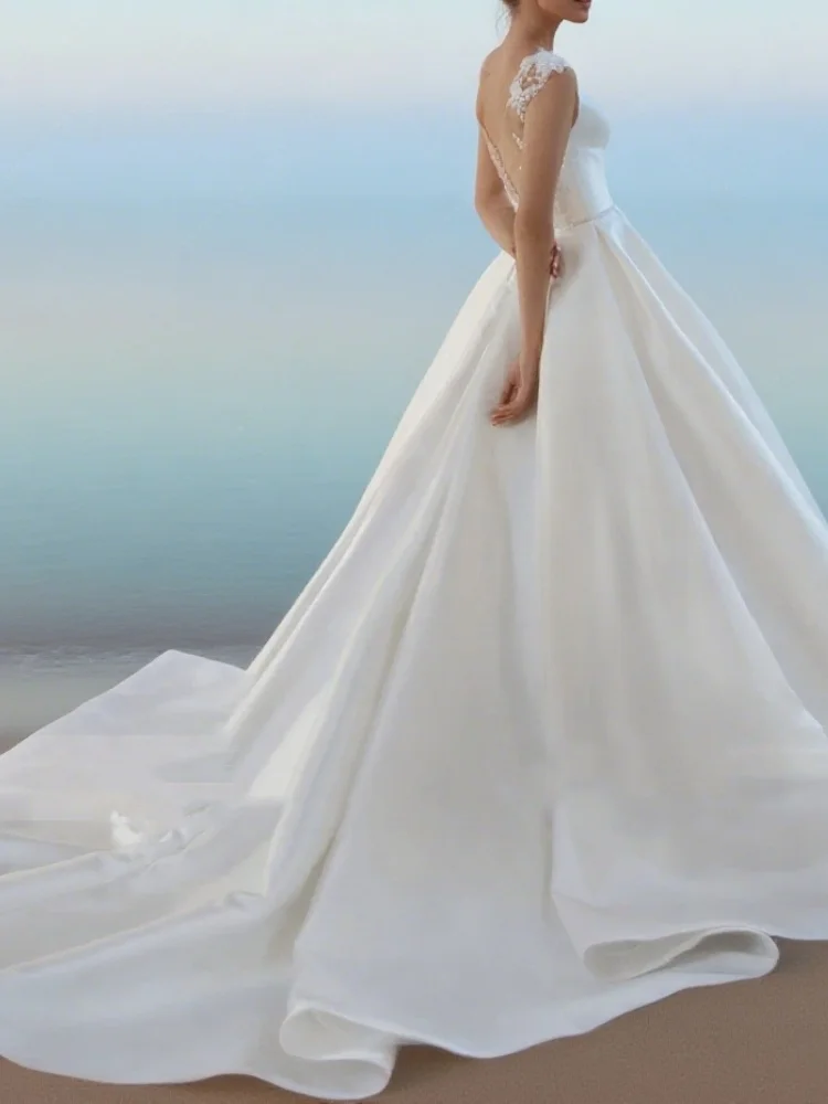 Robes de mariée trapèze, sans manches, dos nu, pour fête formelle, robes gracieuses, robes de mariée élégantes personnalisées