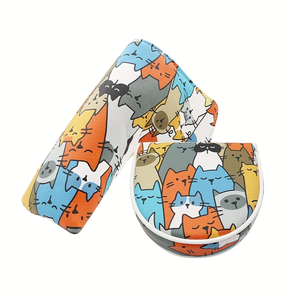 1pc Mallet Putter Head Cover Blade Putter Head Cover, Cute Cats Premium Golf Club Head Cover.