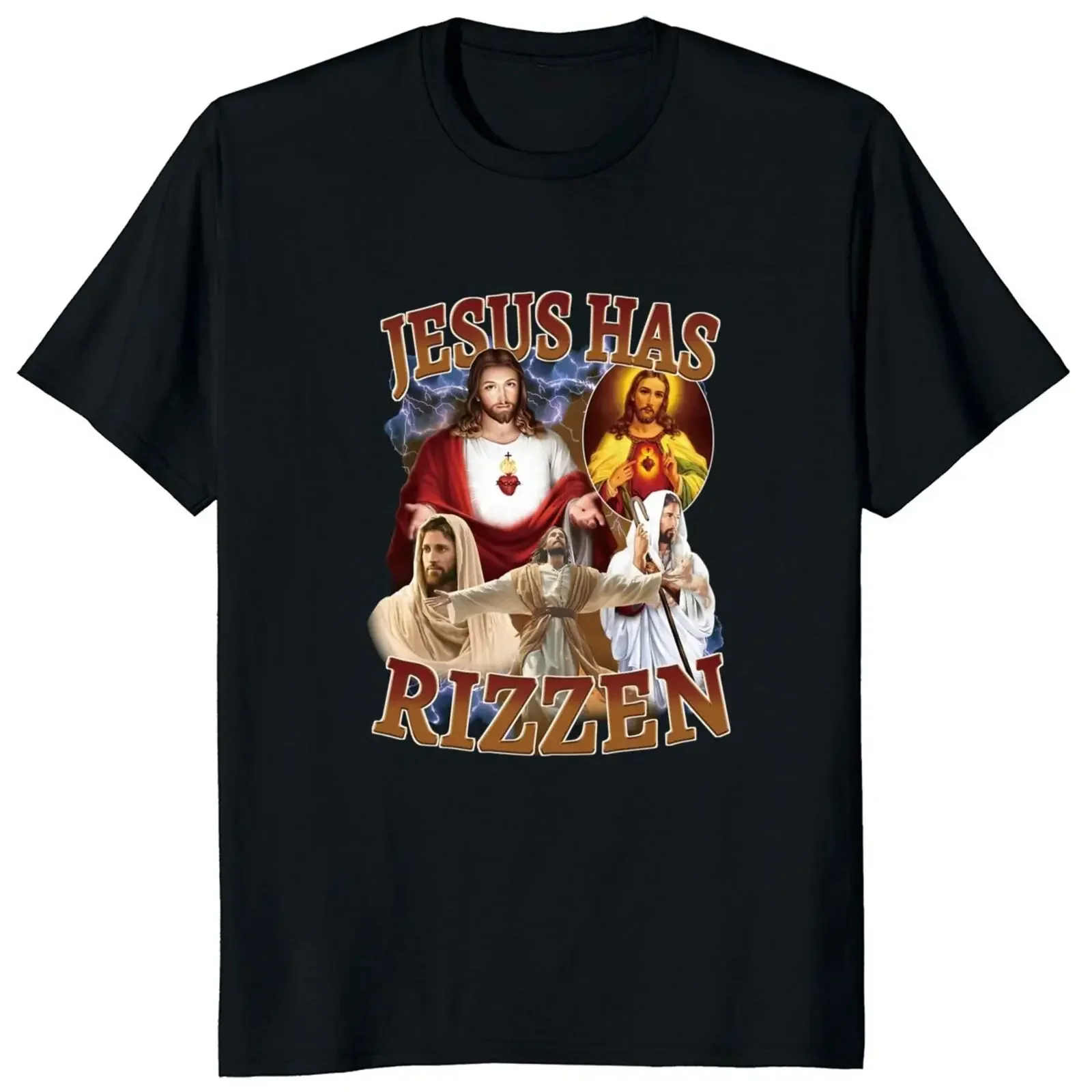 Rizzen T Shirt Retro hıristiyan dini vardır Harajuku  % 100% pamuk Unisex o-boyun yaz men clothing  harajuku image 4