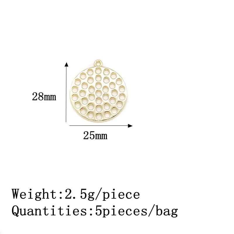 New 5pieces/bag 28*25mm Zinc Alloy Hollow Out Round Charms Pendants DIY Earrings Necklaces Bracelets Jewelry Accessories