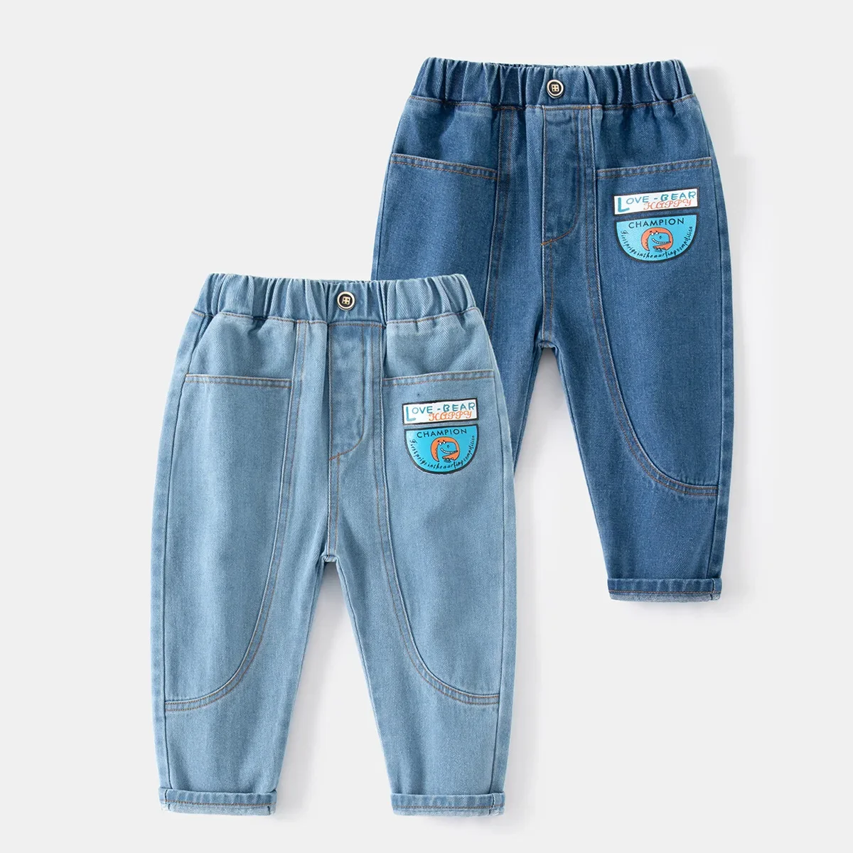 New 2025 Spring Autumn Boys Fashion Patchwork Soft Jeans Long Trousers Kids Classic Denim Pants Casual Clothing for 2-6 Years