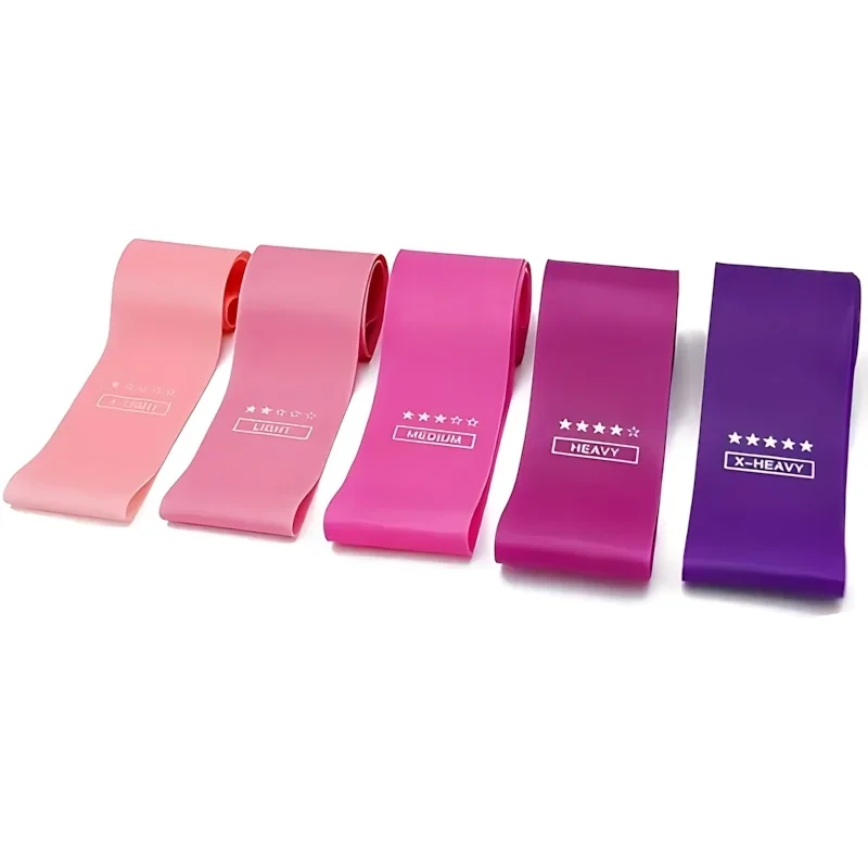 

Women's Fitness Pink Resistance Bands Set (5-Piece) - 60×5cm Eco-Friendly TPE, 5 Resistance Levels, Ideal for Leg Butt Training