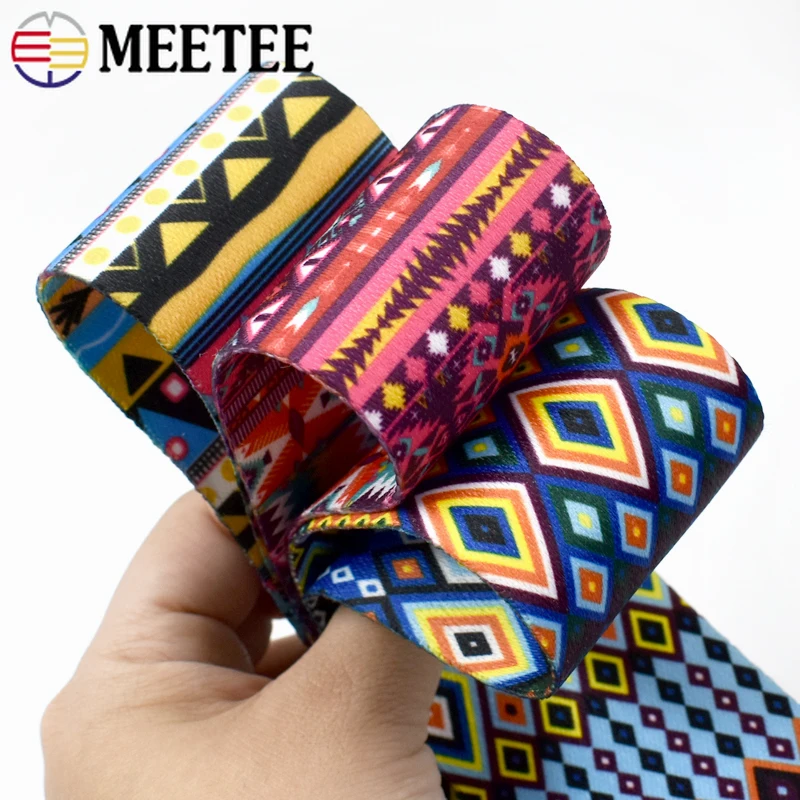 2/3/4/5Meters 38/50mm Ethnic Jacquard Nylon Webbing Double-sided Printed Luggage Strap Clothes Binding Tape Sewing Accessories