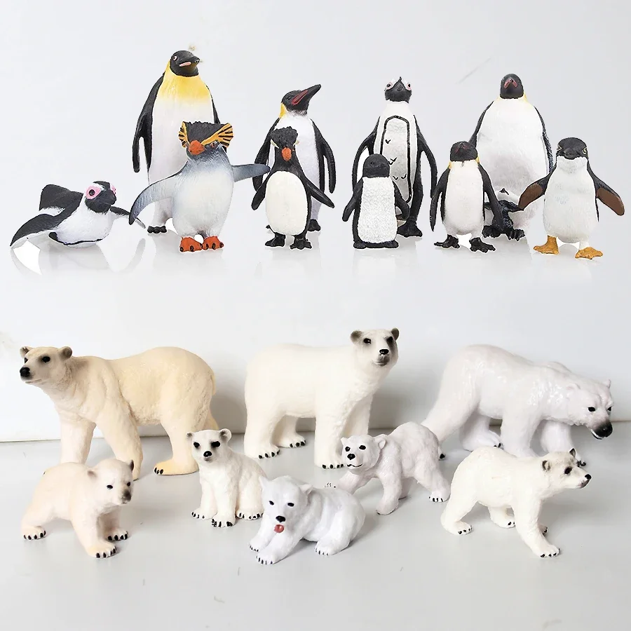 

Realistic Polar Animal Toy Figurines Set,Includes Polar Bear,Varieties of Emperor Penguin Family Educational Figures for Kids