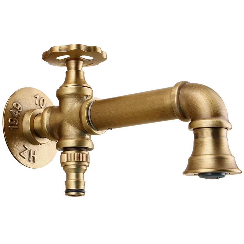 Immagine 6: Rubinetto in ottone per lavatrice, stile antico, per esterni, giardino, piscina, rubinetto singolo a freddo ad apertura rapida, per balcone, per lavapavimenti