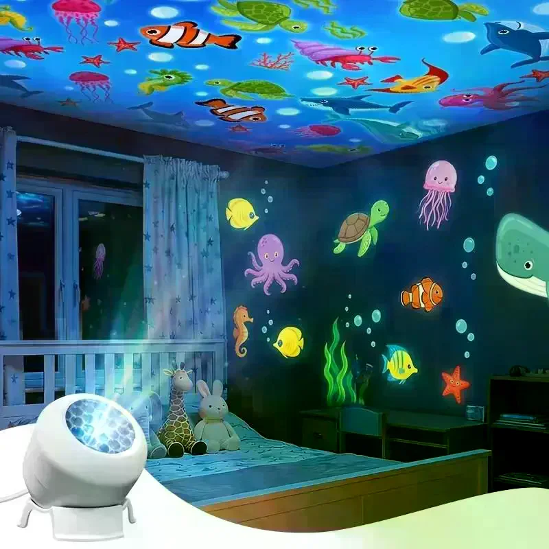 LED Starry Ocean Projector Light, Ocean Rotating Dynamic Projection Night Light, USB Plug-in Ambient Lamp, Decorative Lighting