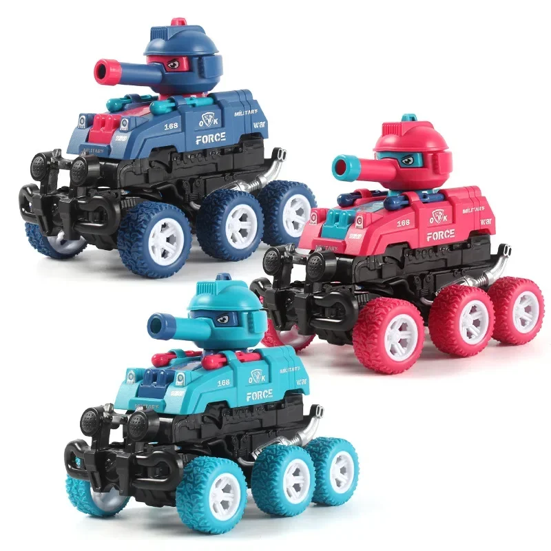 Collision tank vehicle with two forms of deformation, six wheeled inertial tank off-road vehicle toy