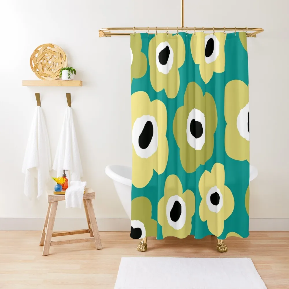 

Iconic Modern Scandinavian Flower Pattern in Gradient Green Shower Curtain Bathroom Box Window Curtain