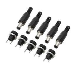 5.5x2.1mm DC Power Plug Jack DC Power Male Female Socket Nut Panel Mount DIY Adapter Soldering Wire Connector DC-022B 5.5x2.1mm
