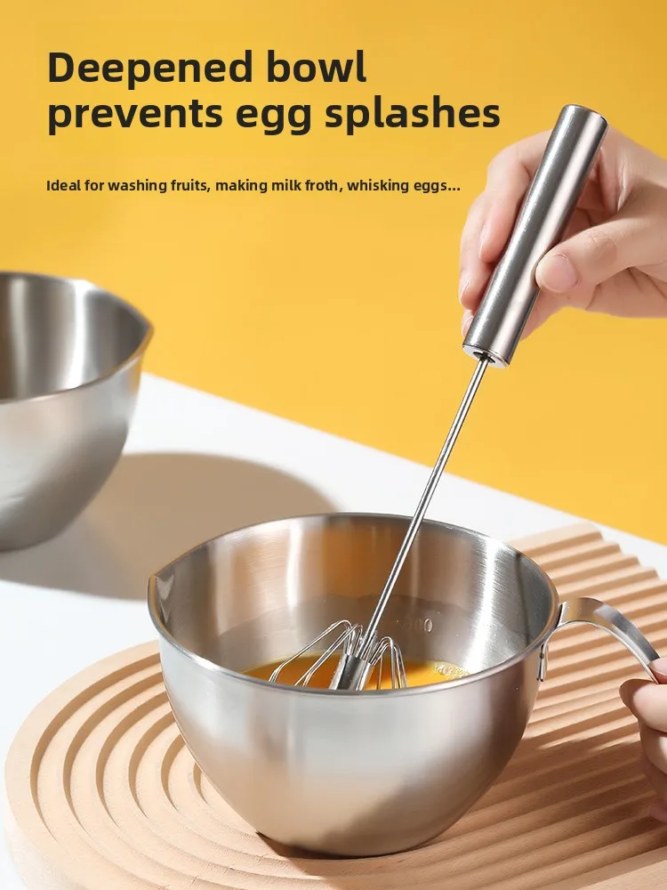 

ature 304 Stainl Steel Egg Beater Bowl Baking Mixing Bowl Cry Deepened Food ade Baking Utensil round ape Japane...
