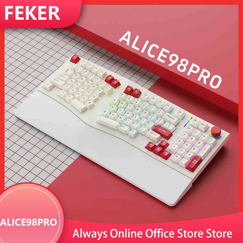 

Новая Механическая клавиатура FEKER Alice98Pro, беспроводная клавиатура Alice98 с 3 режимами, клавиатуры Alice с функцией горячей замены RGB, пользовательские игровые аксессуары для ПК