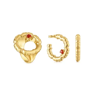 2024 Letzte jüngste 925 Silber Spanische Bärenringohrringe Set Gold Red Diamond benötigte Modebärentals Stil 6 Hauptverkäufe Bär tous Joia - №2