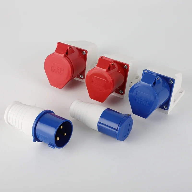 220V Industrial Plug and Socket 5p 3core 3P/4P/5P Electrical Connector 16A  IP44 Wall Mounted Socket Source Manufacturer