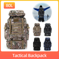 1pcs 80L Tactical Bag Large Capacity Camouflage Mountaineering Backpack Waterproof Climbing Rucksack Customizable Molle System