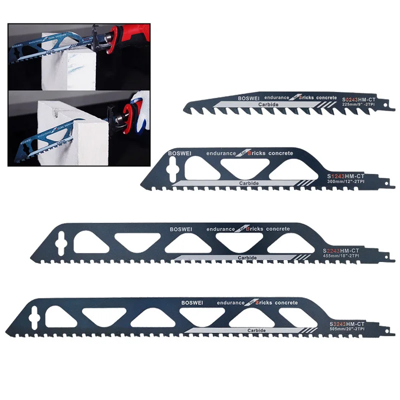 Tungsten Carbide Alloy Reciprocating Saw Blade Hard Alloy Saber Saw Aerated Cement Bricks Concrete Stone Demolition Cutting Tool - view 3