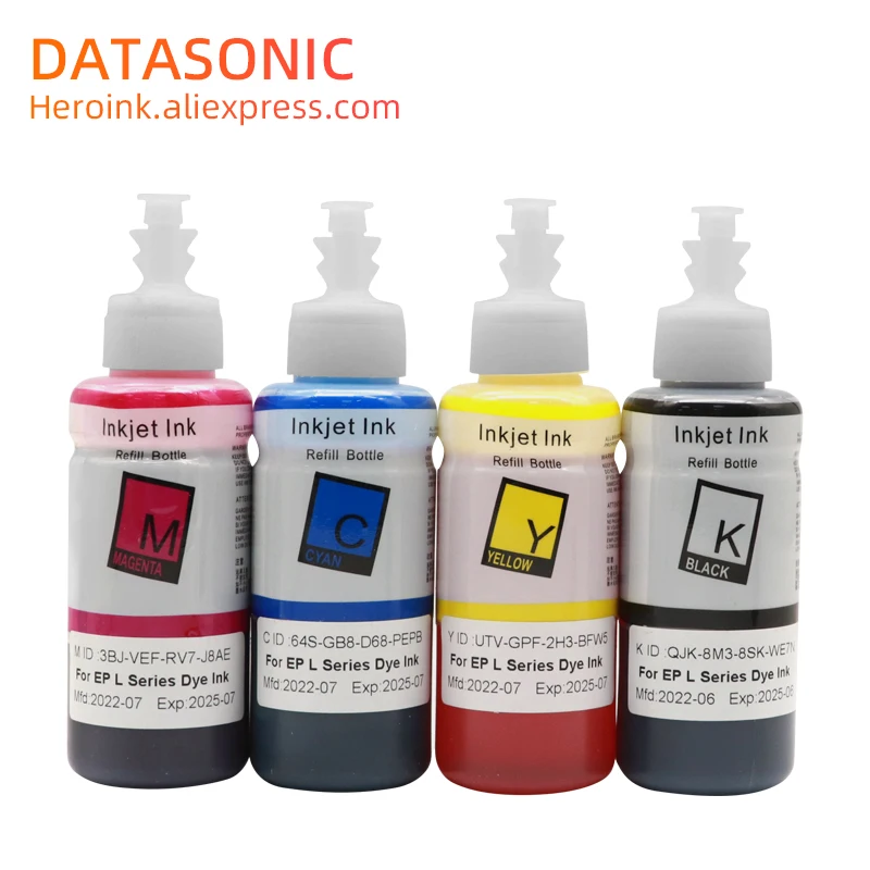 Tinta de tinte de 4 colores para impresora Epson L358, L360, L361, L362, L363, L364, L366, L375, L383, L385, L386, L395, L405, L455, L456, L475,