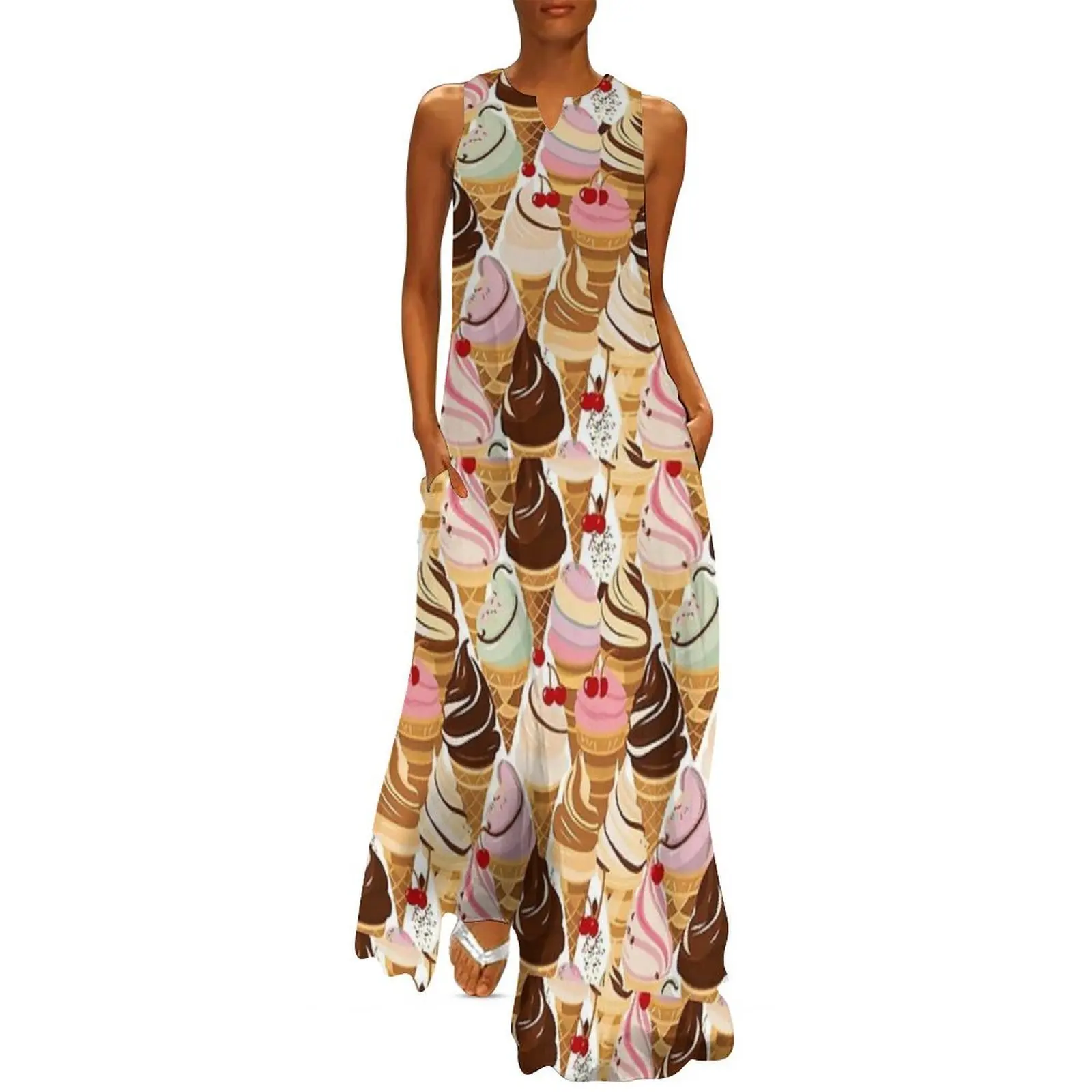 

Ice cream Time Phone cases summer Long Dress womans clothing Woman clothing evening dresses women