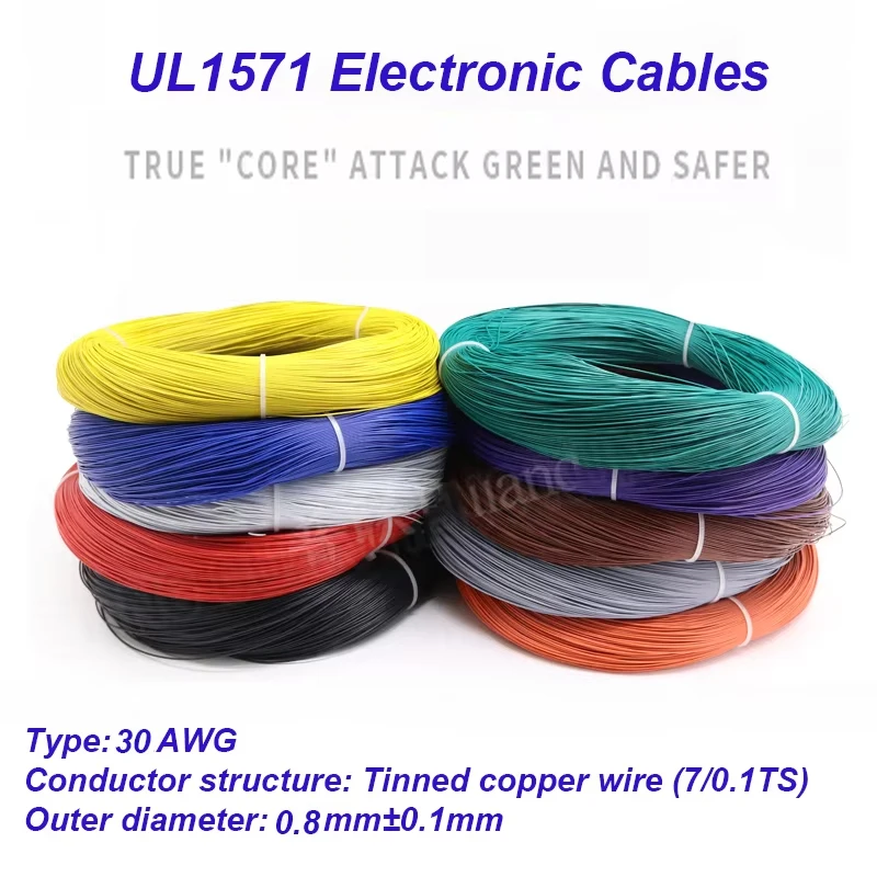 

UL1571 Certified 5m 30AWG Tinned Copper PVC Electronic Wire, High Temperature Resistant for Sensor/Equipment Wiring