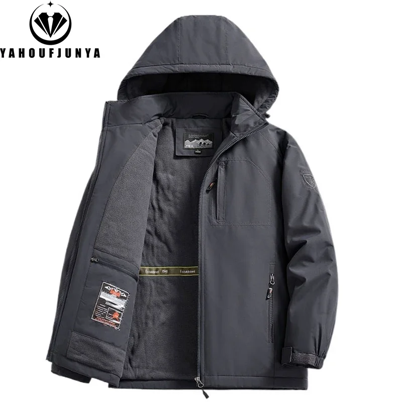 Winter Men Outdoor Windbreak Fleece Warm Jacket Men Removable Hooded Waterproof Casual Fashion Jacket Coat Male Clothing Hots