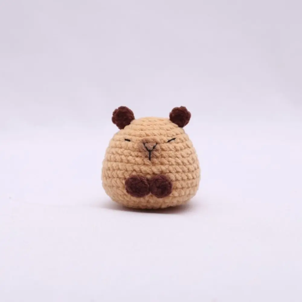 Cute Handmade Capybara Bag Pendant Crochet Cartoon Knitted Doll Keychains Hanging Decoration Car Key Ring Gifts