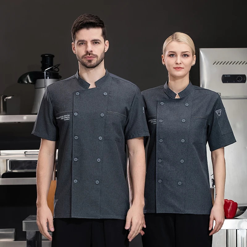 Uniforme de chef de service alimentaire pour hommes, vêtements de cuisine, veste de cuisinier, costume d'hôtel, vêtements de cuisinier