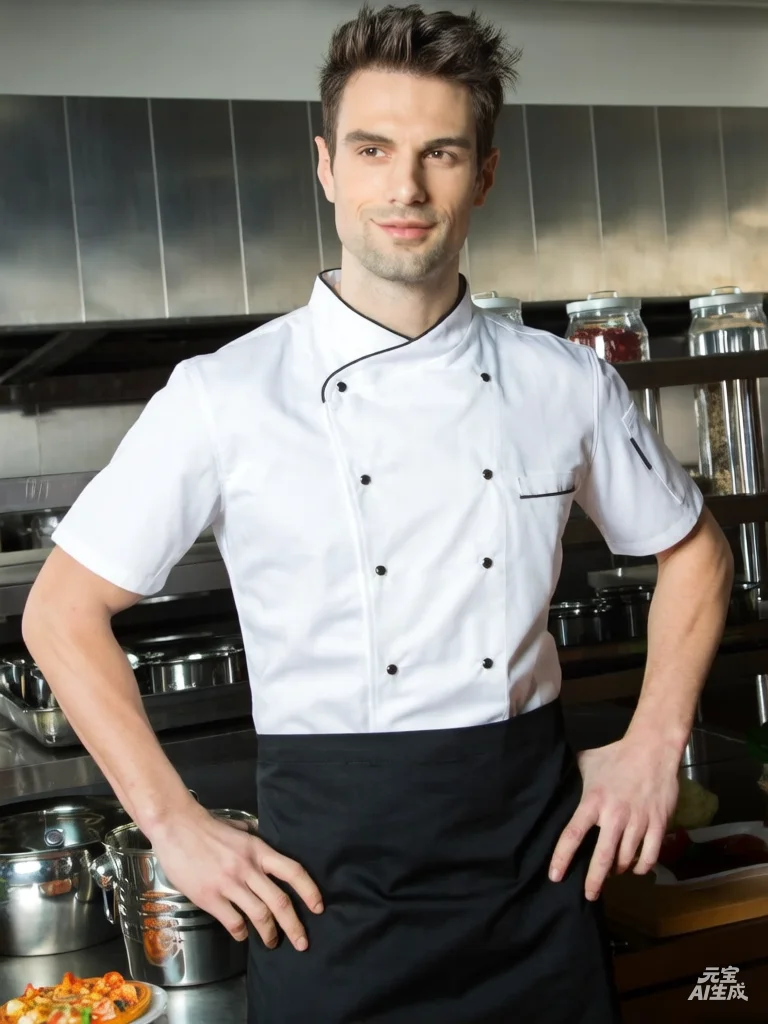 Kurzarm-Kochjacke, professionelle Kochuniform für Männer und Frauen, Hotelküche, Catering, Arbeitskleidung