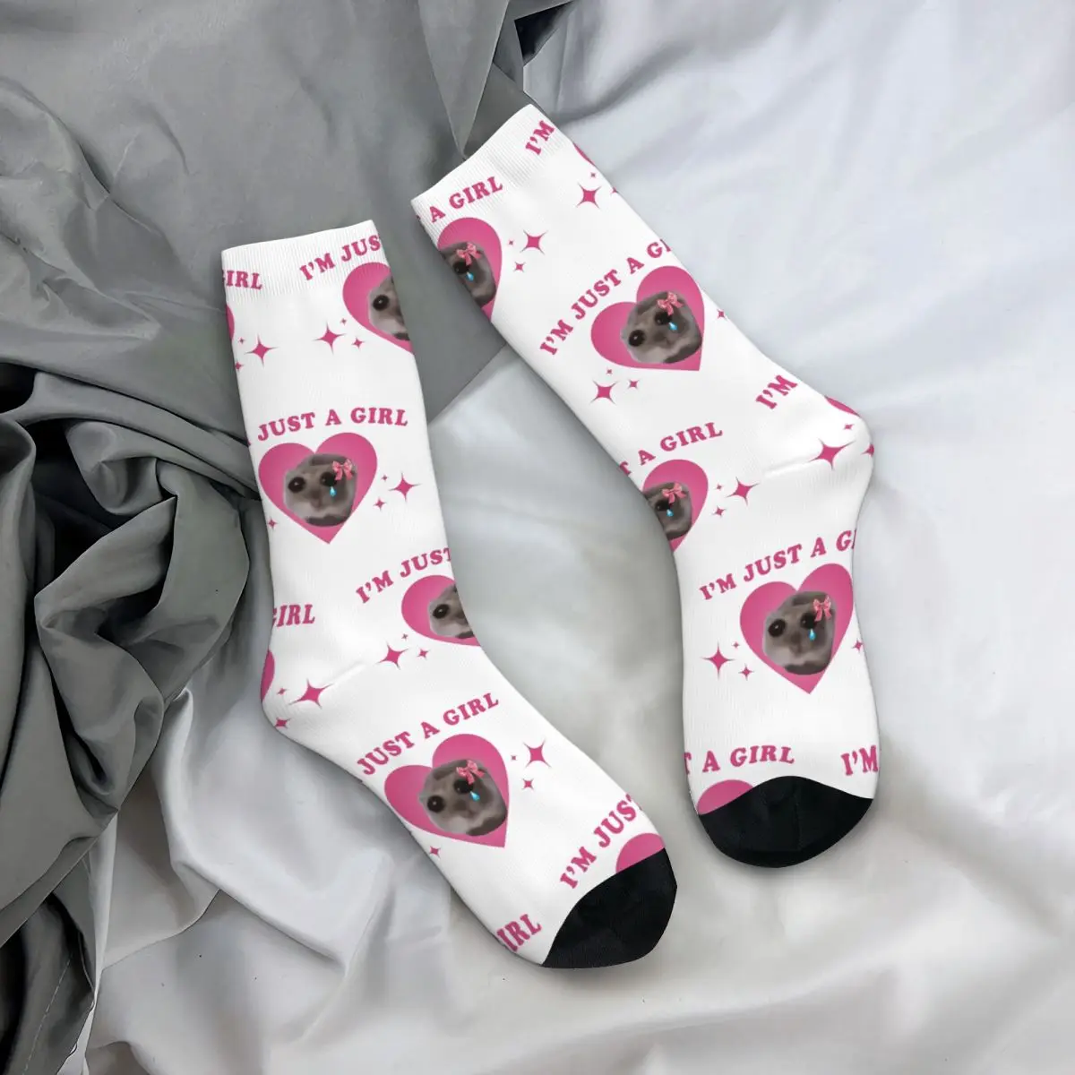 New Male Men Socks Casual Sad Hamster Meme Im Just A Girl Sock Skateboard Women Socks Spring Summer Autumn Winter