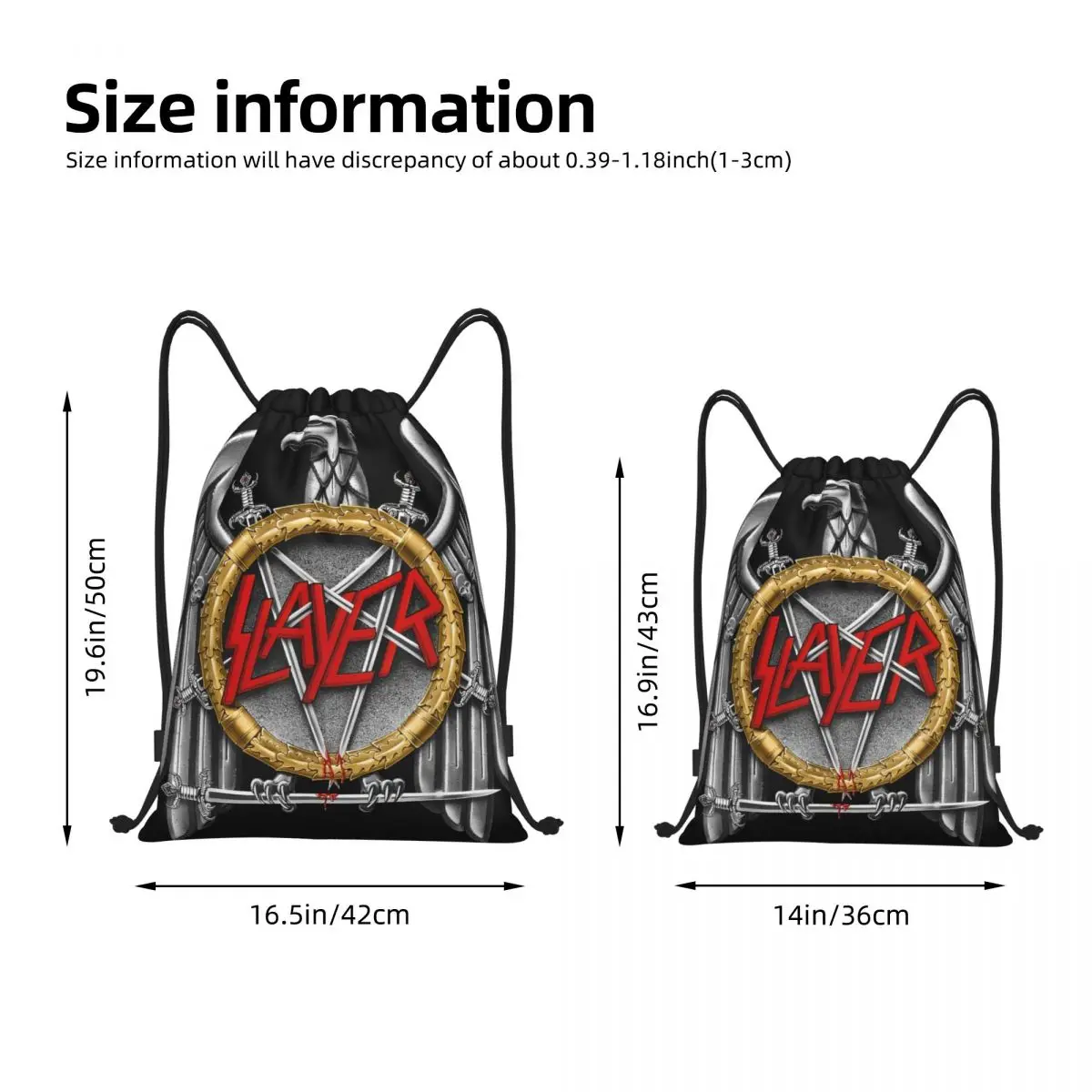 Silvers Eagle Slayers Metal Band Drawstring Backpack Sports Gym Sackpack String Bag for Cycling