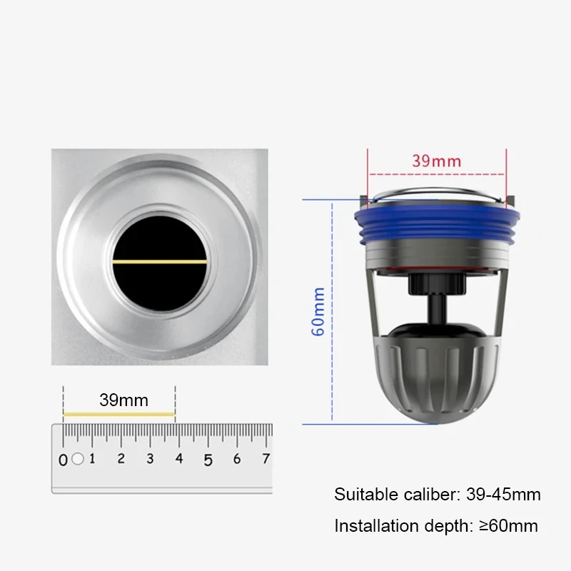 Floor Drain Core Anti Odor Toilet Drain Magnetic Levitation Copper Inner Core Drain Deodorant Sealing Ring Floor Drain