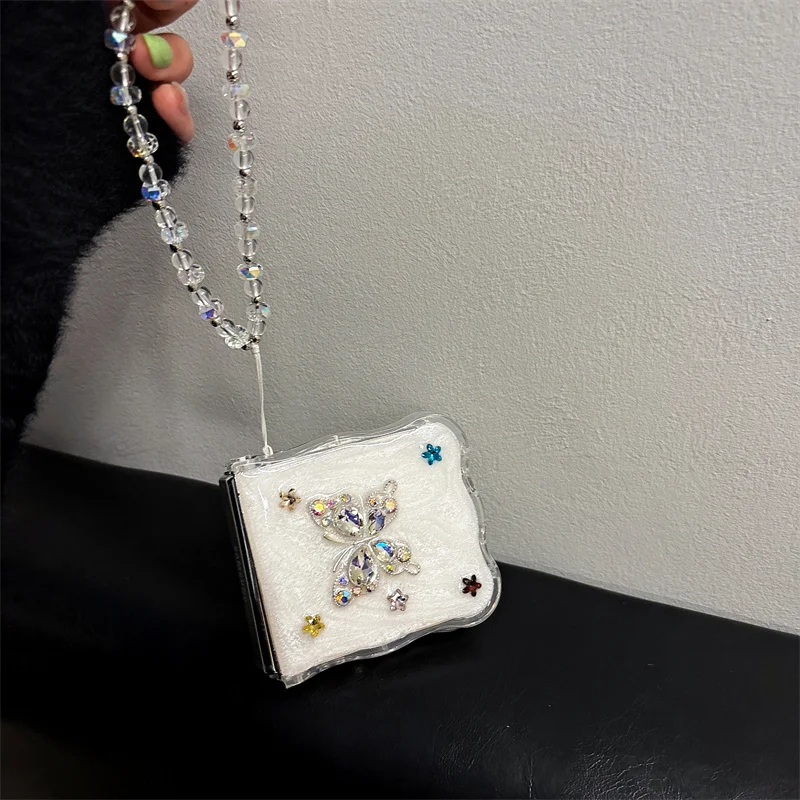 Luxury Gem Flash Diamond Butterfly Phone case for Samsung Samsung Galaxy Z Flip5 ZFlip6 Flip4 Zflip 6 5 Flip4 with hinged cover