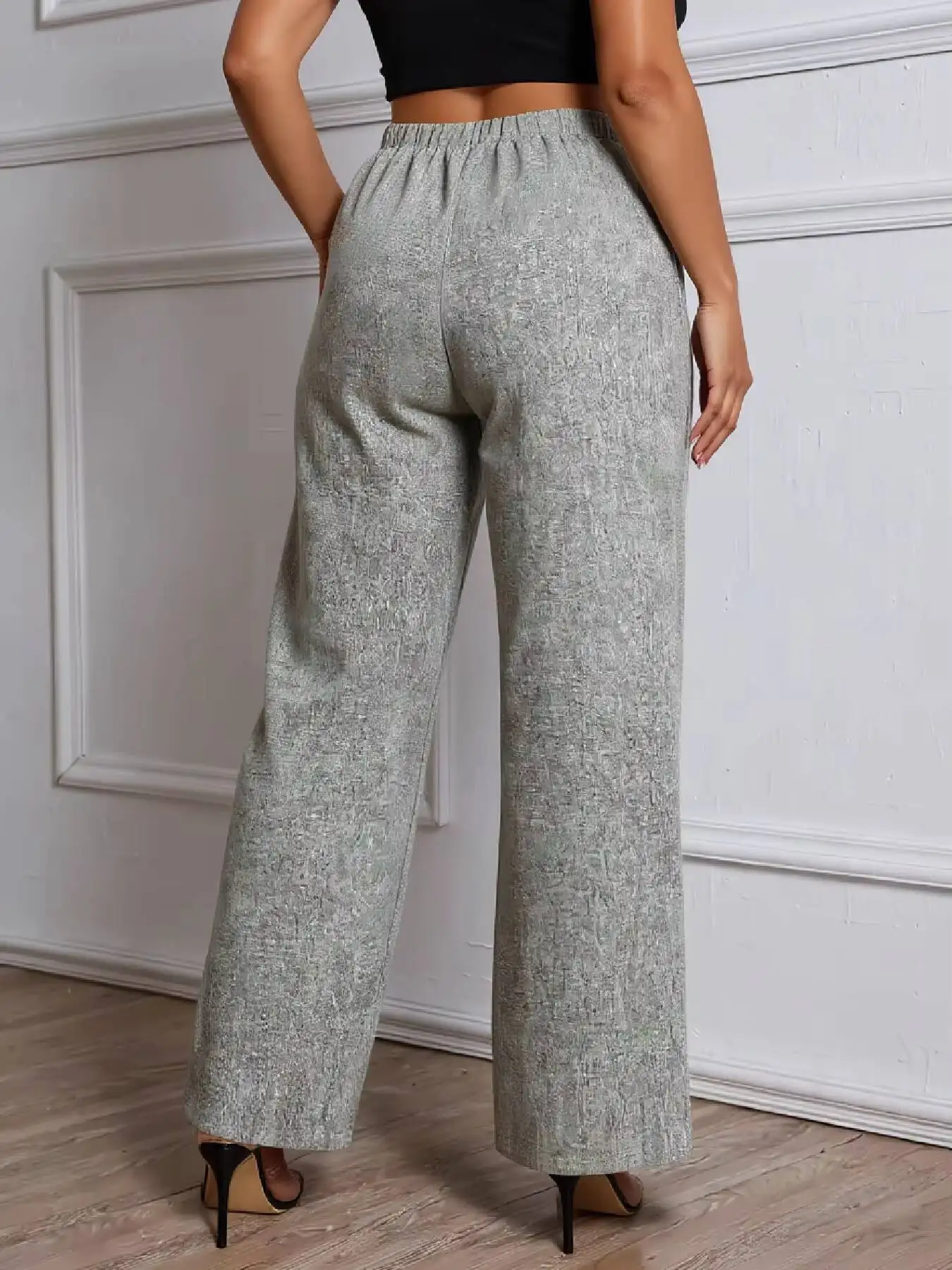 

New Spring Women Plus Size Wide Leg Pants Solid Color Button Comfort Versatile Long Trousers Commute Fashion Elegant Daily Wear