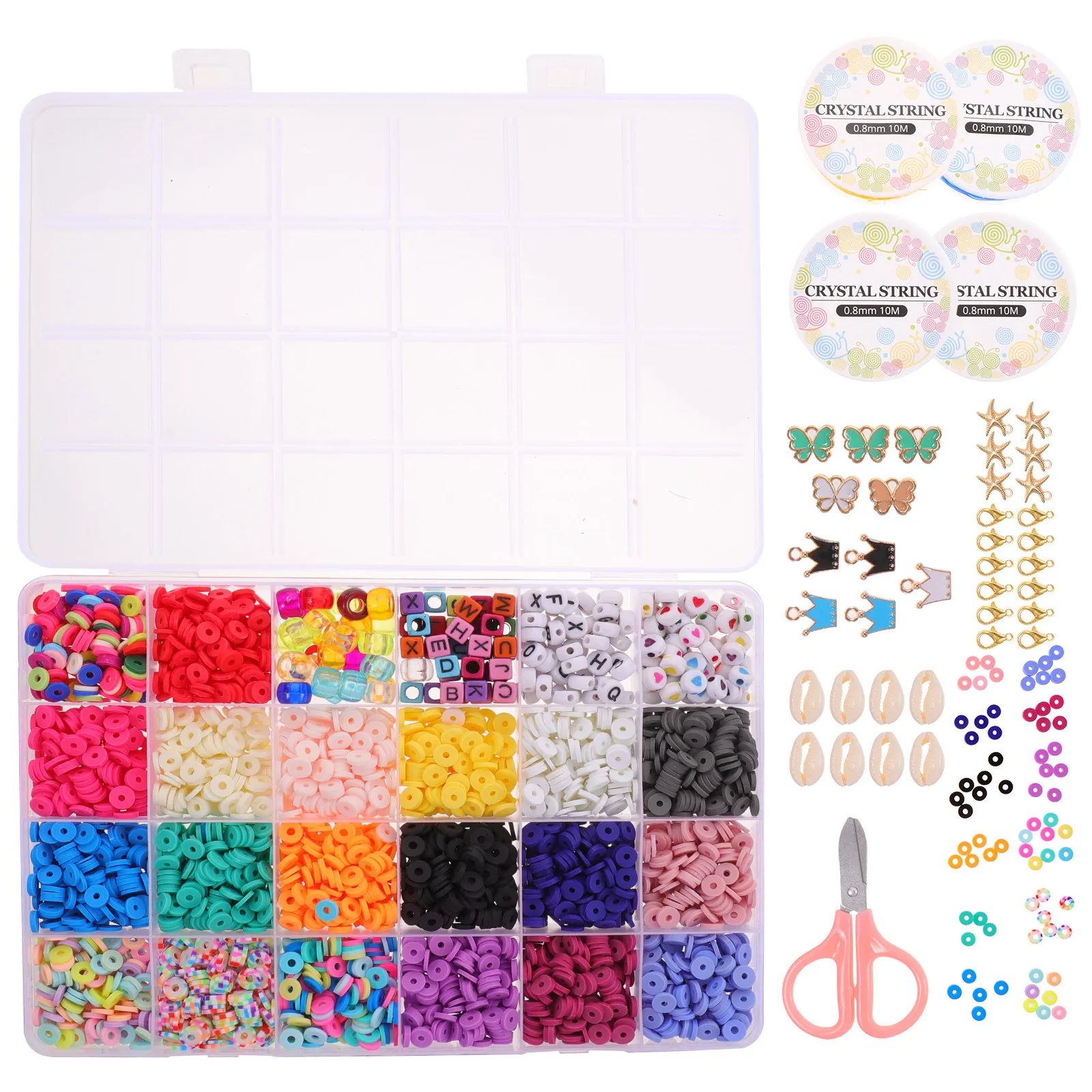 

Набор для создания браслетов из цветных плоских глиняных бусин: DIY-комплект с удобным контейнером для хранения, простой и увлекательный набор для изготовления украшений для детей и взрослых