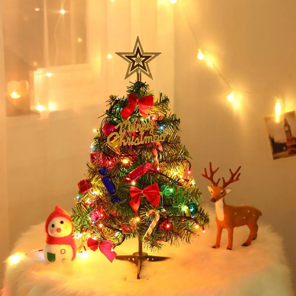 New 50cm Christmas Tree Luminous Package With Light Desktop Mini Christmas Tree Decorations Battery Box Ornaments New Year Xmas