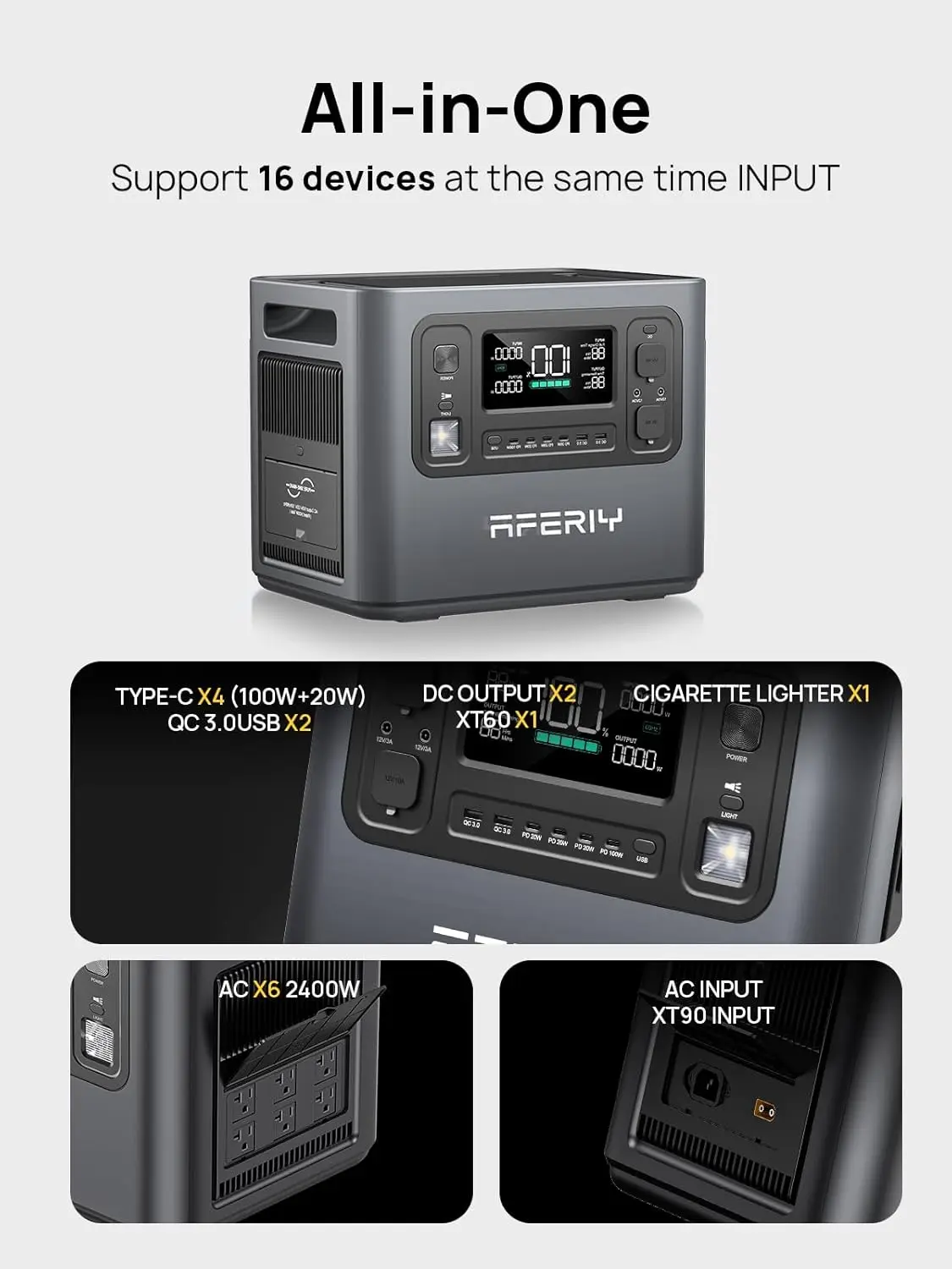 محطة طاقة محمولة من Bestseller بقدرة 2400 وات، و2048 وات في الساعة LiFePO4 مع شحن تيار متردد بقدرة 1100 وات وشحن بالطاقة الشمسية بقدرة 500 وات، للمنزل با #6