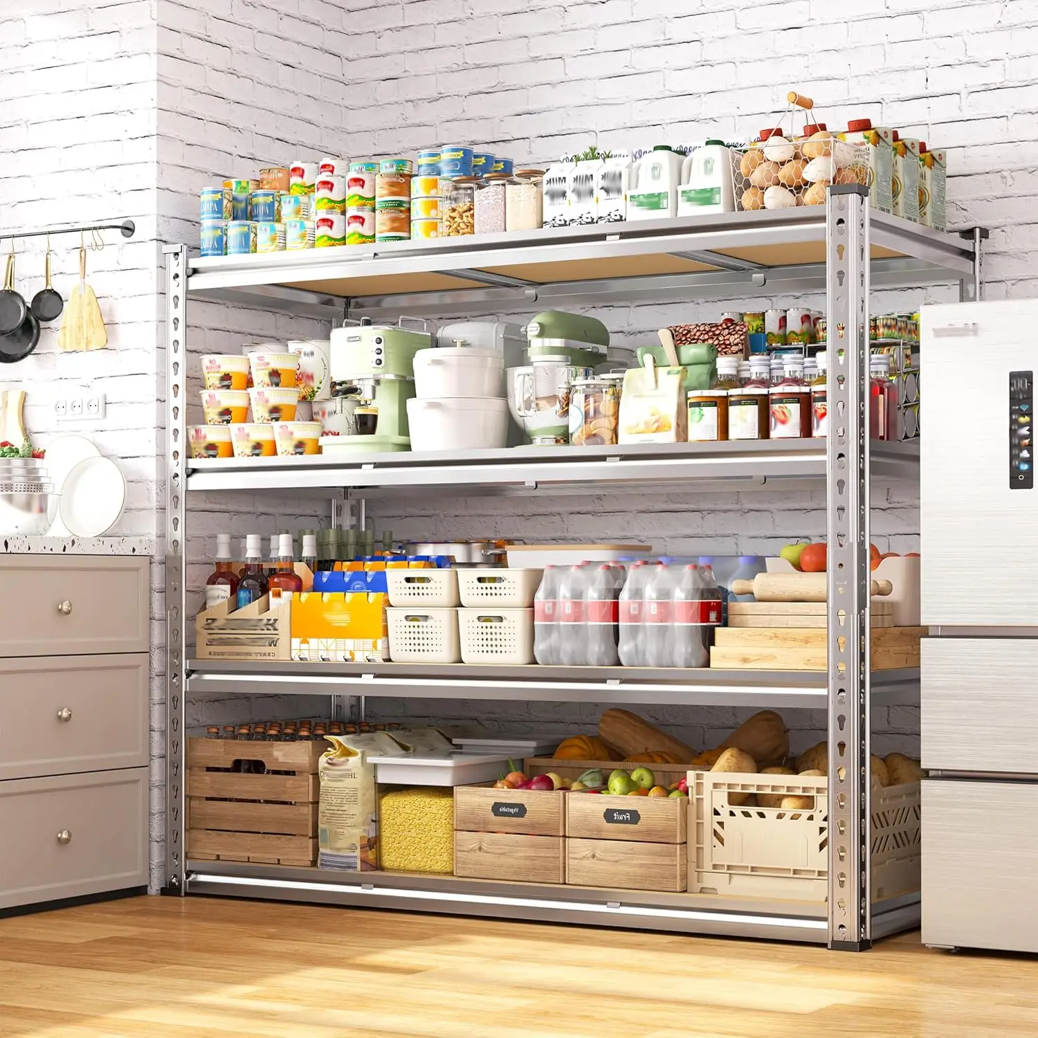 

Стеллажи для гаража, нагрузка 2100 фунтов, 4-ярусные регулируемые металлические стеллажи для хранения, на заказ