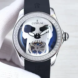 Reloj de pulsera Mecánico Tourbillon flotante de la serie Bubble, reloj de pulsera mecánico de moda de Calavera, resistente al agua, 46mm