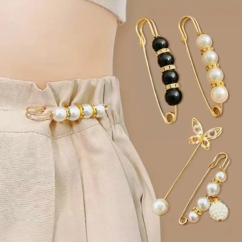 4/6/8/10/12/14/16Pcs Alloy And Plastic Irregular Shape Pins Elegant Faux Pearl Brooch Set Suitable For Dresses Hats ScarvesNew