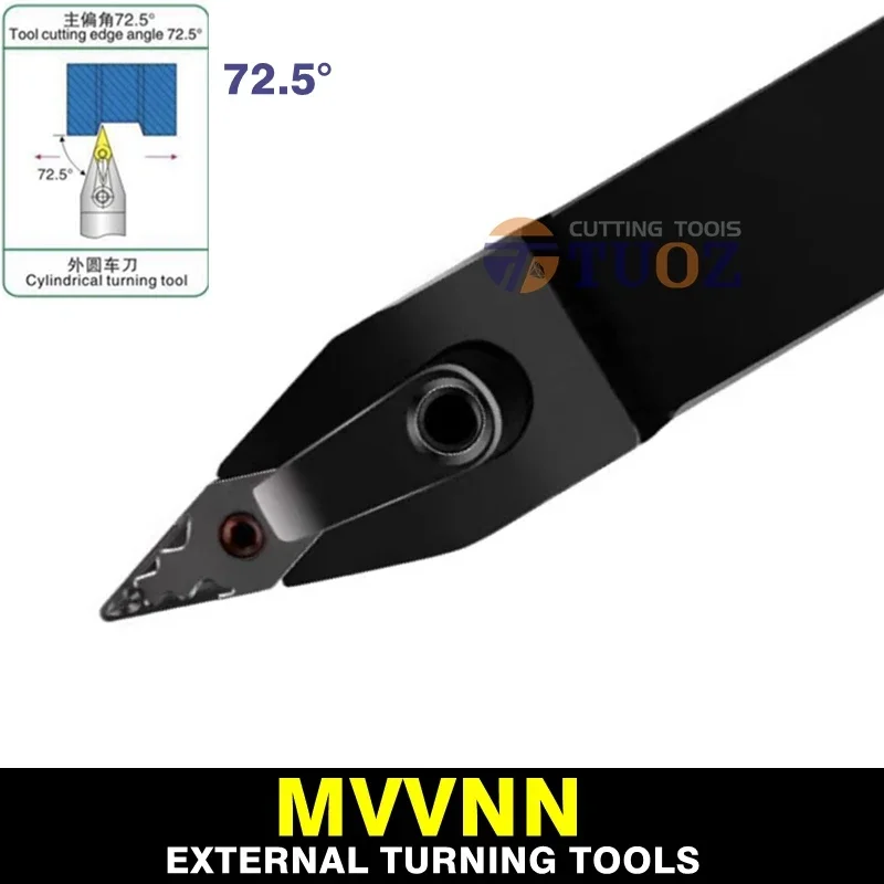 TUOZ External Turning Tool MVVNN 2525M16 MVVNN2525M16 25mm Turning Lathe Tool Holder for VNMG1604 Inserts