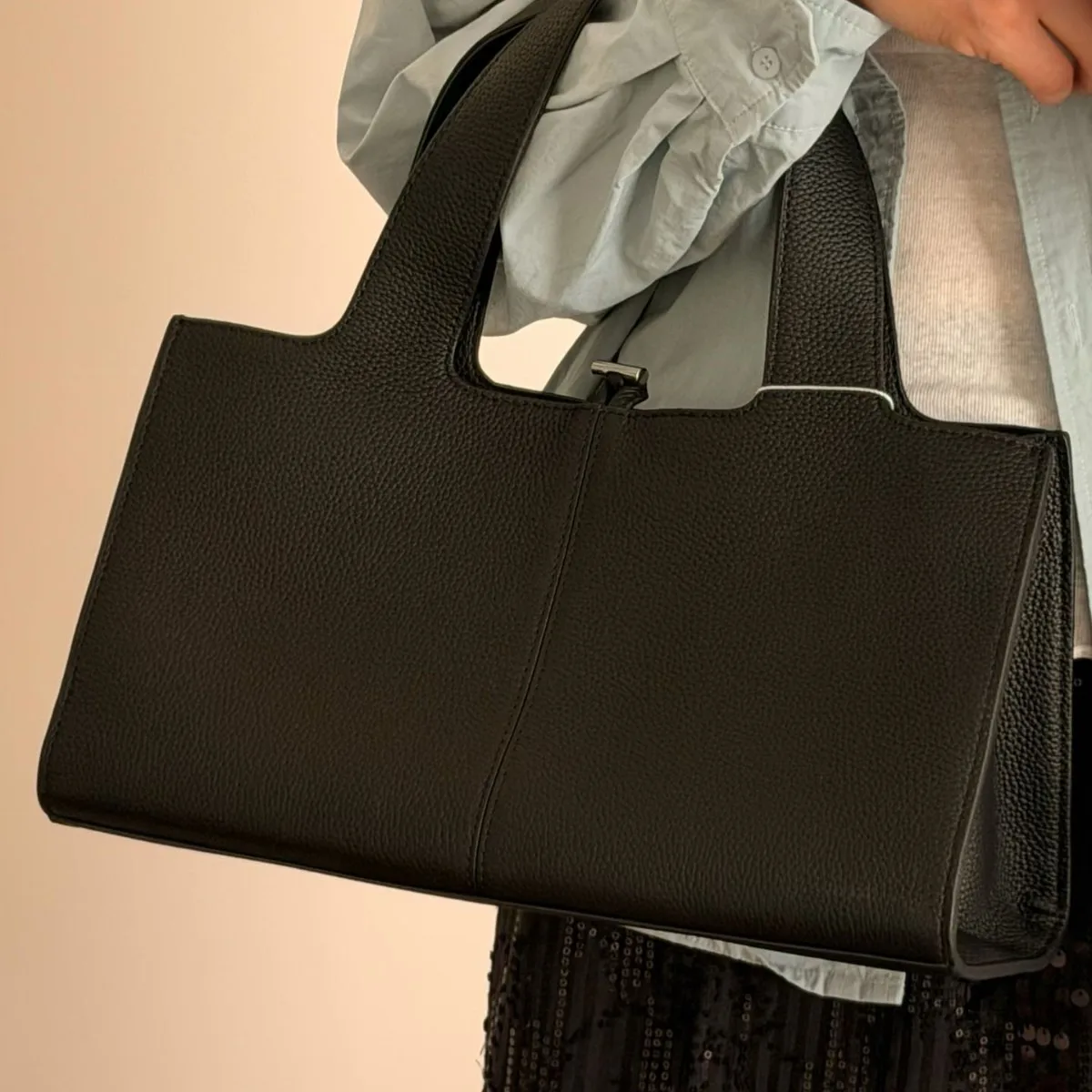 FIRMRANCH 2026 Summer Stylish Top Grain Cowhide Leather Handheld Briefcase Commuter Handbag Horizontal Square Tote Bag For Women