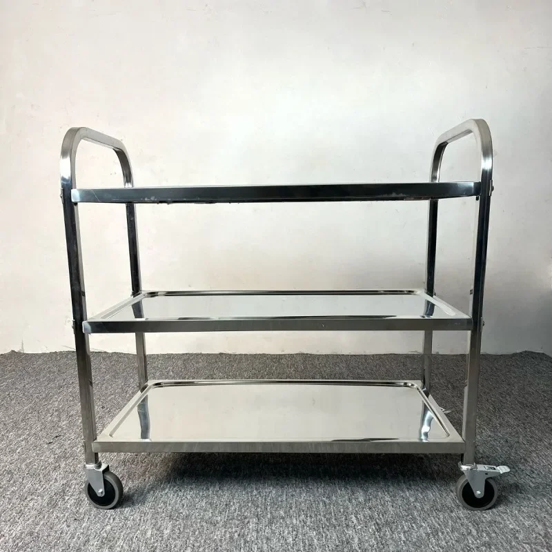 Stainless steel food cart, thickened small cart, hotel, restaurant commercial beverage , bowl collection cart, kitchen handc