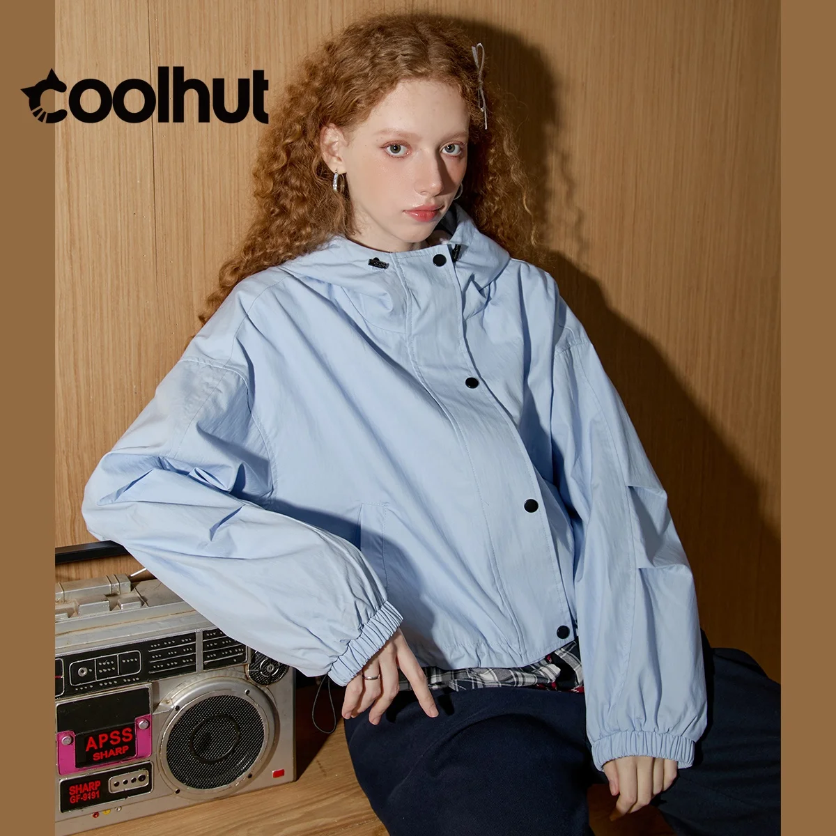 COOLHUT Women's 2025 New Color Block Hooded Windbreaker Sporty Long Sleeve Designer Coat Casual Fall Jacket Fashion Outerwear