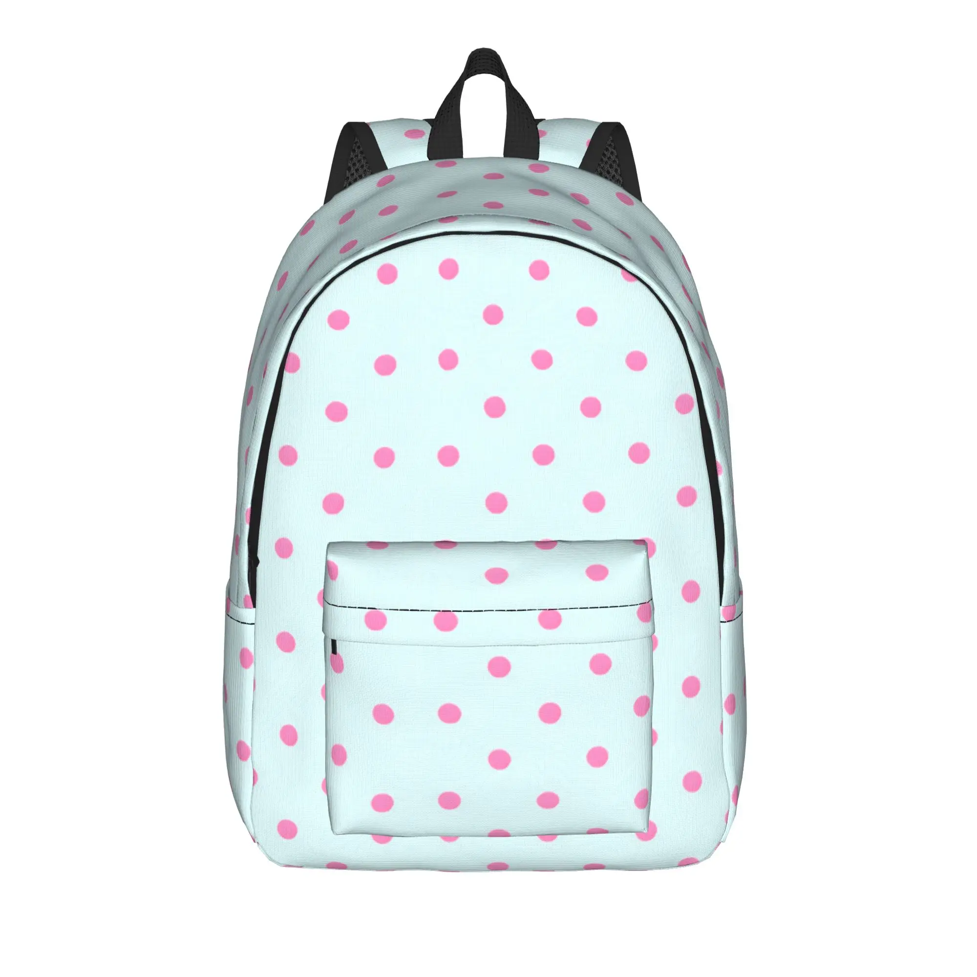 Pastel Pink Polka Dots Backpack  Travel Backpacks Boy Kawaii School Bags Custom Breathable Rucksack