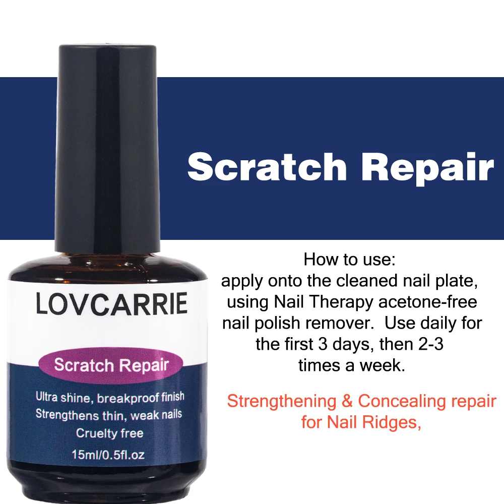 Lovcarrie Scratch Reparatie Top Coat Super Shine Afwerking Nagel Versterker Voor Dunne Week Nagels Snelle Lucht Droge Manicure Clear Seal Top