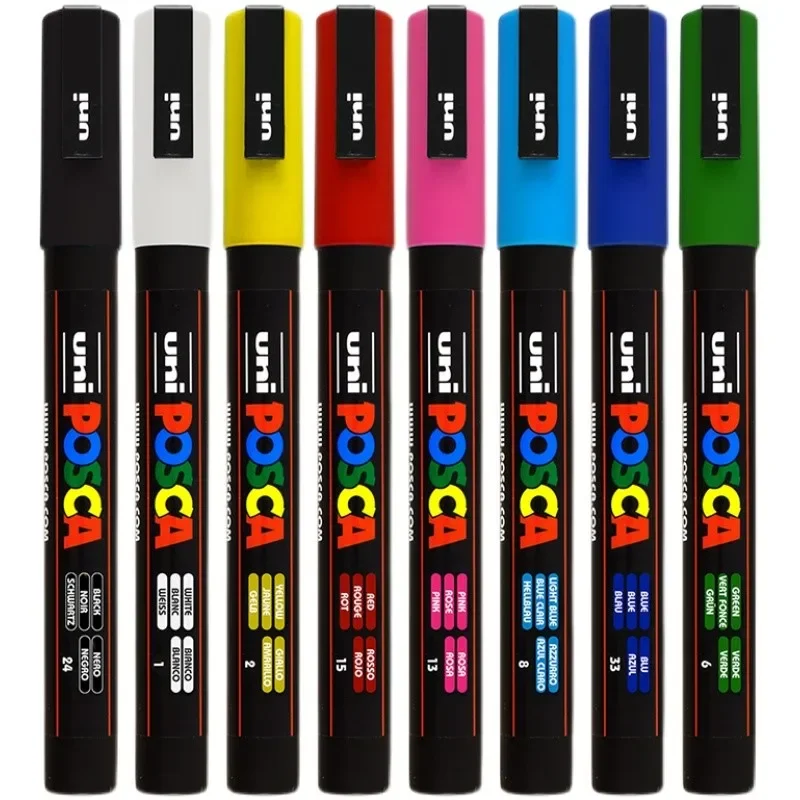 Original Japanese Uni POSCA Marker Pen Set ,PC-3M 7/8/12/16/20/22/24/44 Colors rotuladores acrilicos permanente graffiti Markers image 5