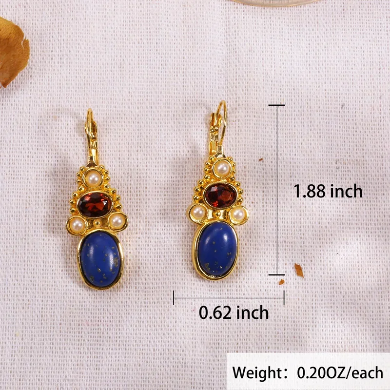 Vintage Drop Earrings Inlaid Synthetic Gems Statement Earrings Design Ear Jewelry For Women
