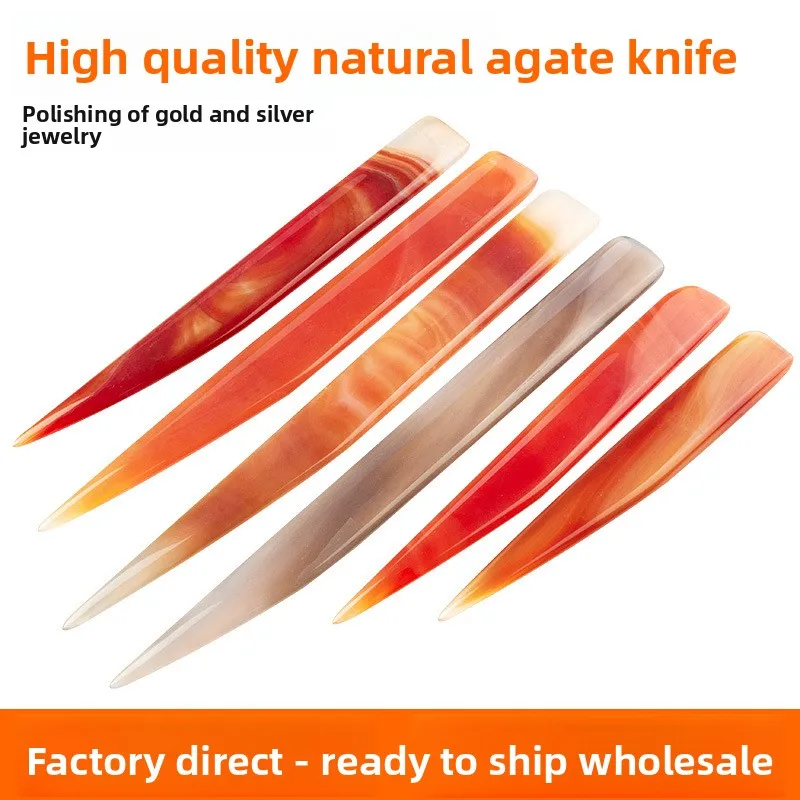 1pc Natural Agate Knife Burnisher 7-18cm Jewelry Polishing Tool for Gold Silver Copper Rings Bracelets Versatile Burnishing Tool