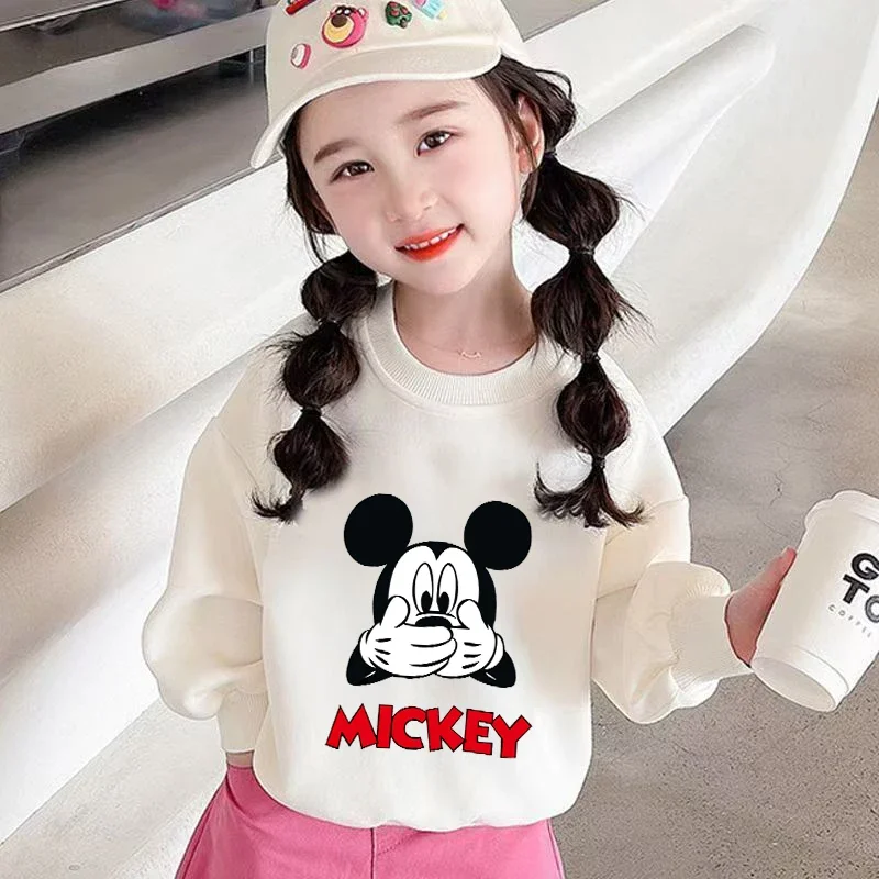 Disney Sweater Mickey Minnie Winter Warm Top Spring Autumn Long Sleeve Girl Boy Baby Pullover Outerwear Print Sweatshirt Clothes