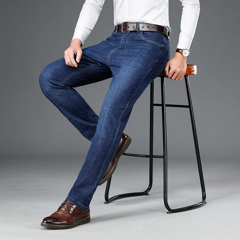 Pantalones vaqueros ajustados de alta calidad para hombre, Vaqueros clásicos a la moda, negros, grises, lavados, informales de marca